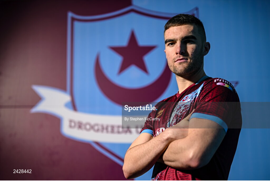 6 February 2023; Jarlath Jones poses for a portrait during a Drogheda United squad portrait session at Weaver's Park in Drogheda, Louth. Photo by Stephen McCarthy/Sportsfile