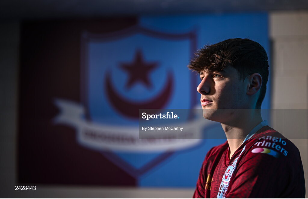 6 February 2023; Emre Topcu poses for a portrait during a Drogheda United squad portrait session at Weaver's Park in Drogheda, Louth. Photo by Stephen McCarthy/Sportsfile