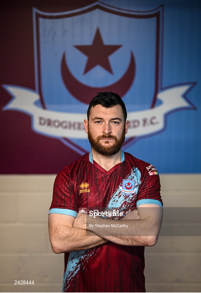 6 February 2023; Ryan Brennan poses for a portrait during a Drogheda United squad portrait session at Weaver's Park in Drogheda, Louth. Photo by Stephen McCarthy/Sportsfile