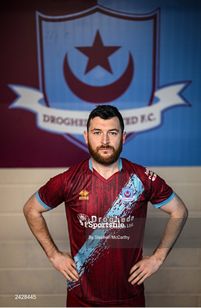 6 February 2023; Ryan Brennan poses for a portrait during a Drogheda United squad portrait session at Weaver's Park in Drogheda, Louth. Photo by Stephen McCarthy/Sportsfile