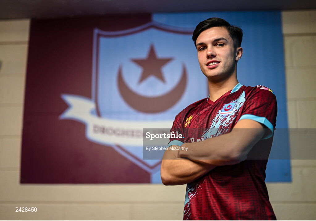 6 February 2023; Seán Brennan poses for a portrait during a Drogheda United squad portrait session at Weaver's Park in Drogheda, Louth. Photo by Stephen McCarthy/Sportsfile