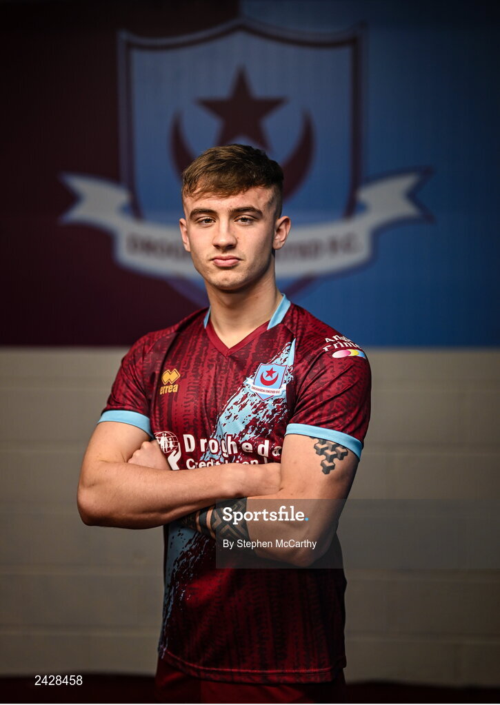 6 February 2023; Ben Curtis poses for a portrait during a Drogheda United squad portrait session at Weaver's Park in Drogheda, Louth. Photo by Stephen McCarthy/Sportsfile