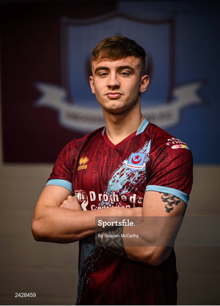 6 February 2023; Ben Curtis poses for a portrait during a Drogheda United squad portrait session at Weaver's Park in Drogheda, Louth. Photo by Stephen McCarthy/Sportsfile