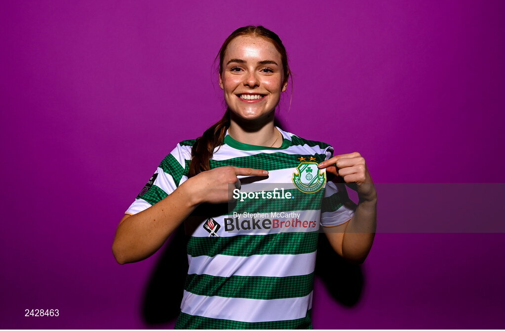 7 February 2023; Abby Tuthill poses for a portrait during a Shamrock Rovers squad portrait session at Roadstone Group Sports Club in Dublin. Photo by Stephen McCarthy/Sportsfile