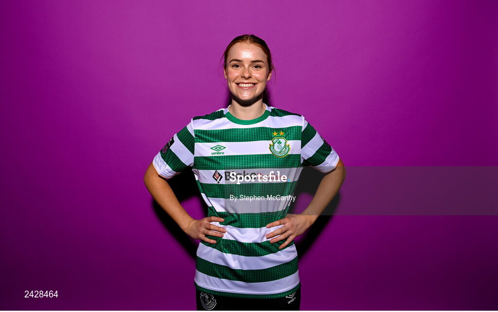 7 February 2023; Abby Tuthill poses for a portrait during a Shamrock Rovers squad portrait session at Roadstone Group Sports Club in Dublin. Photo by Stephen McCarthy/Sportsfile