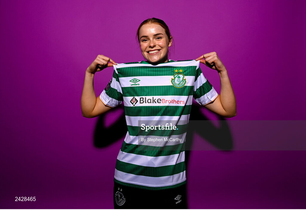7 February 2023; Abby Tuthill poses for a portrait during a Shamrock Rovers squad portrait session at Roadstone Group Sports Club in Dublin. Photo by Stephen McCarthy/Sportsfile