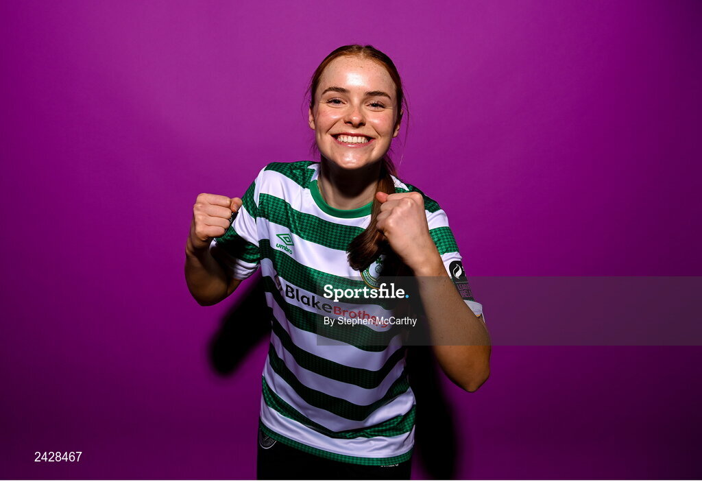 7 February 2023; Abby Tuthill poses for a portrait during a Shamrock Rovers squad portrait session at Roadstone Group Sports Club in Dublin. Photo by Stephen McCarthy/Sportsfile