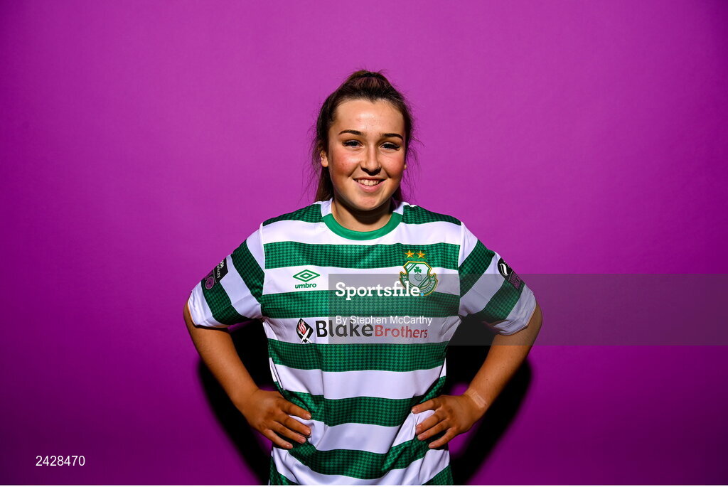 7 February 2023; Lia O'Leary poses for a portrait during a Shamrock Rovers squad portrait session at Roadstone Group Sports Club in Dublin. Photo by Stephen McCarthy/Sportsfile
