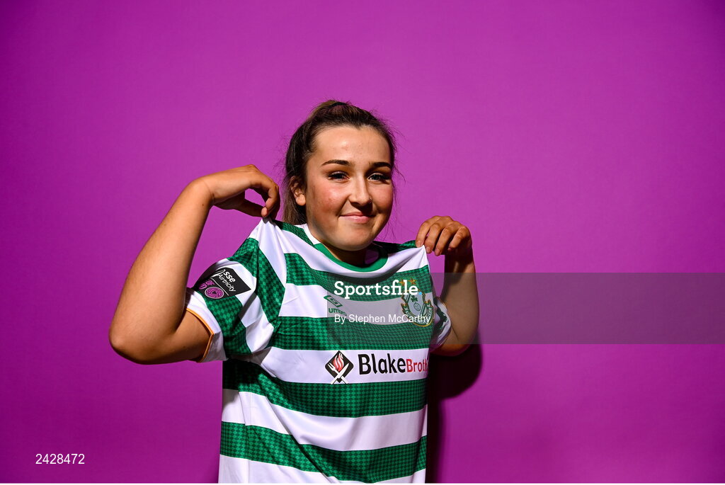 7 February 2023; Lia O'Leary poses for a portrait during a Shamrock Rovers squad portrait session at Roadstone Group Sports Club in Dublin. Photo by Stephen McCarthy/Sportsfile