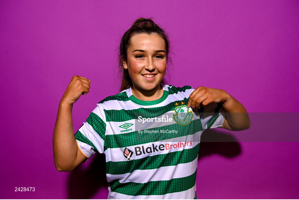 7 February 2023; Lia O'Leary poses for a portrait during a Shamrock Rovers squad portrait session at Roadstone Group Sports Club in Dublin. Photo by Stephen McCarthy/Sportsfile