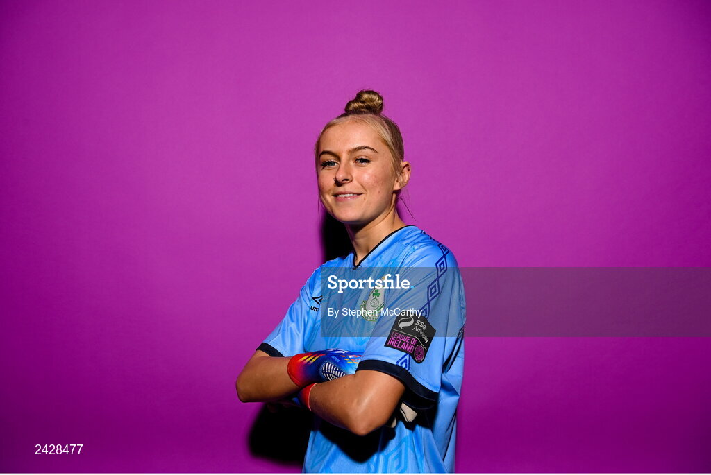 7 February 2023; Goalkeeper Summer Lawless poses for a portrait during a Shamrock Rovers squad portrait session at Roadstone Group Sports Club in Dublin. Photo by Stephen McCarthy/Sportsfile