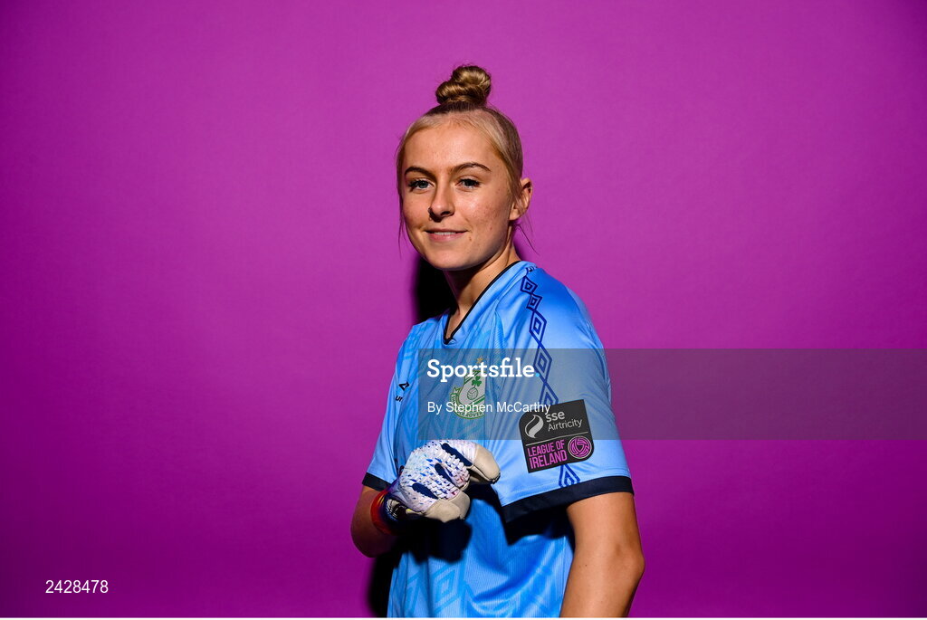 7 February 2023; Goalkeeper Summer Lawless poses for a portrait during a Shamrock Rovers squad portrait session at Roadstone Group Sports Club in Dublin. Photo by Stephen McCarthy/Sportsfile