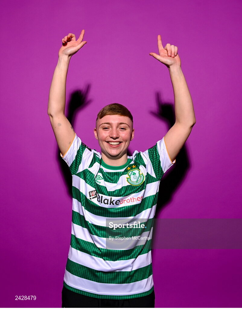 7 February 2023; Jaime Thompson poses for a portrait during a Shamrock Rovers squad portrait session at Roadstone Group Sports Club in Dublin. Photo by Stephen McCarthy/Sportsfile