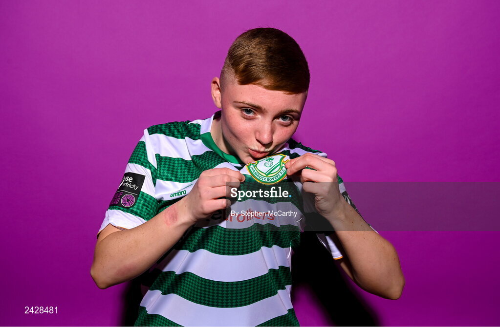 7 February 2023; Jaime Thompson poses for a portrait during a Shamrock Rovers squad portrait session at Roadstone Group Sports Club in Dublin. Photo by Stephen McCarthy/Sportsfile
