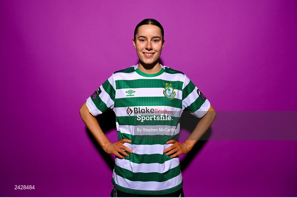 7 February 2023; Aoife Kelly poses for a portrait during a Shamrock Rovers squad portrait session at Roadstone Group Sports Club in Dublin. Photo by Stephen McCarthy/Sportsfile