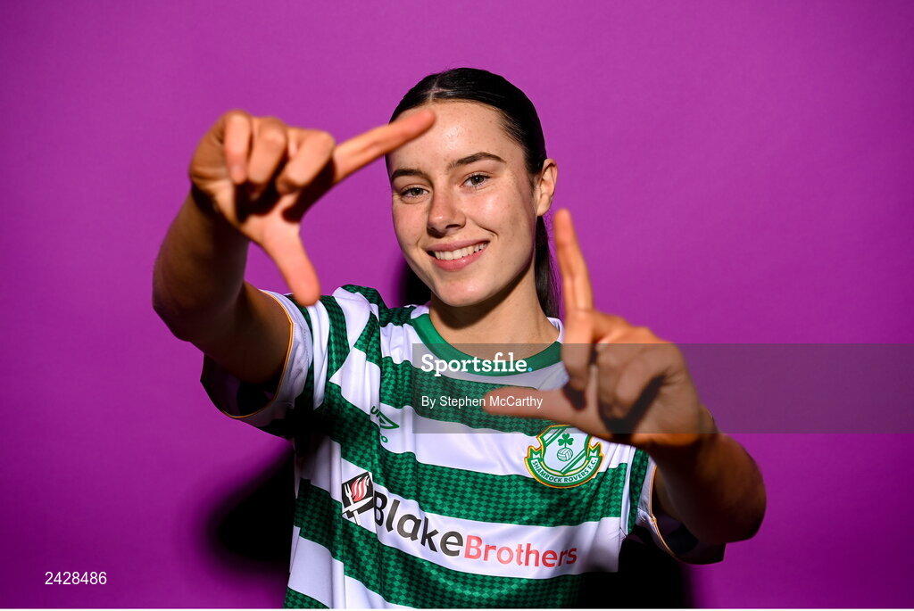 7 February 2023; Aoife Kelly poses for a portrait during a Shamrock Rovers squad portrait session at Roadstone Group Sports Club in Dublin. Photo by Stephen McCarthy/Sportsfile