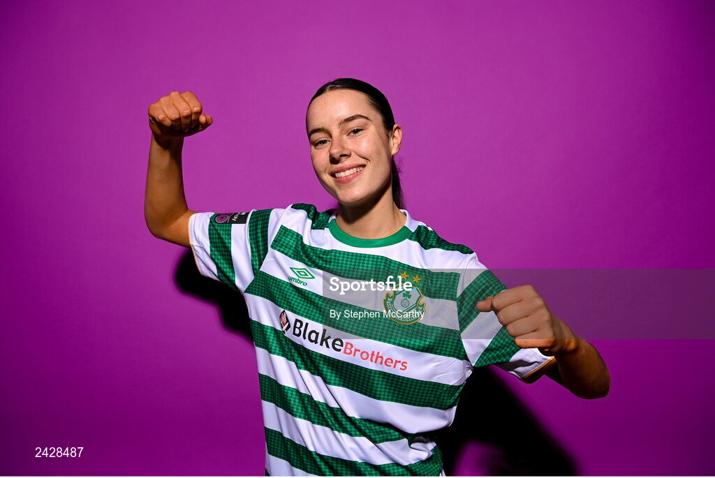7 February 2023; Aoife Kelly poses for a portrait during a Shamrock Rovers squad portrait session at Roadstone Group Sports Club in Dublin. Photo by Stephen McCarthy/Sportsfile