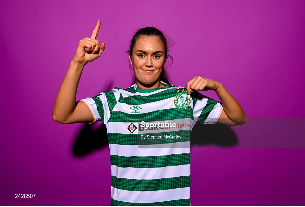 7 February 2023; Jess Gargan poses for a portrait during a Shamrock Rovers squad portrait session at Roadstone Group Sports Club in Dublin. Photo by Stephen McCarthy/Sportsfile