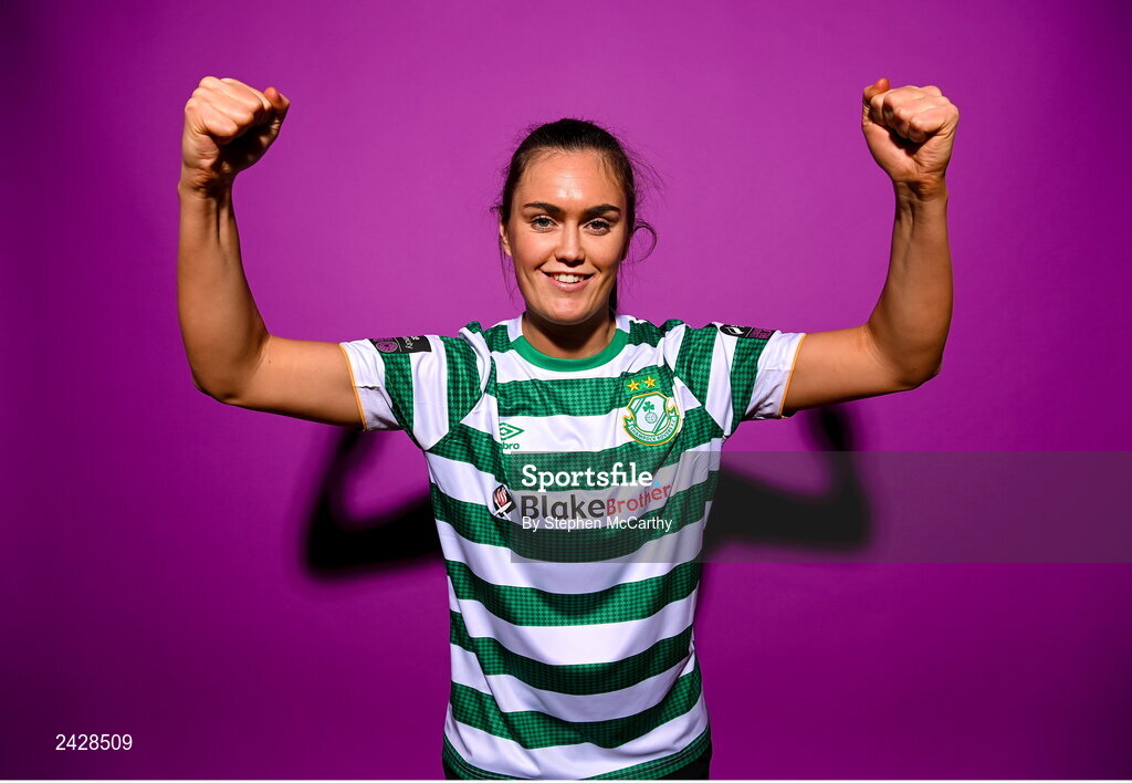 7 February 2023; Jess Gargan poses for a portrait during a Shamrock Rovers squad portrait session at Roadstone Group Sports Club in Dublin. Photo by Stephen McCarthy/Sportsfile