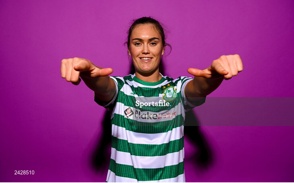 7 February 2023; Jess Gargan poses for a portrait during a Shamrock Rovers squad portrait session at Roadstone Group Sports Club in Dublin. Photo by Stephen McCarthy/Sportsfile