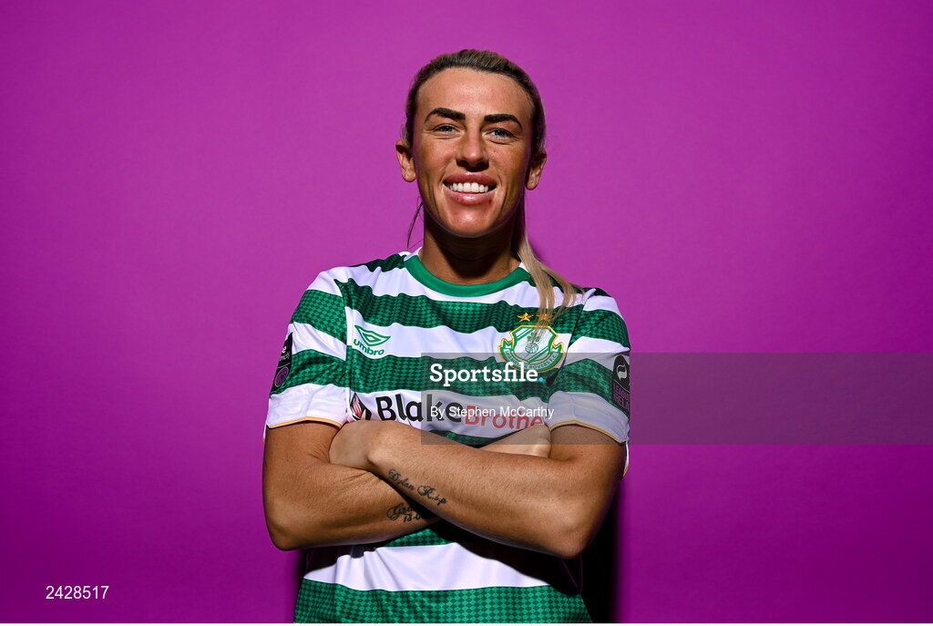 7 February 2023; Savannah McCarthy poses for a portrait during a Shamrock Rovers squad portrait session at Roadstone Group Sports Club in Dublin. Photo by Stephen McCarthy/Sportsfile