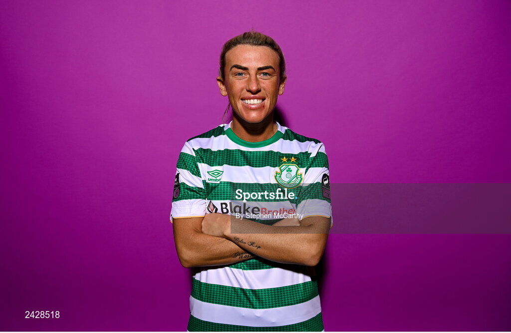 7 February 2023; Savannah McCarthy poses for a portrait during a Shamrock Rovers squad portrait session at Roadstone Group Sports Club in Dublin. Photo by Stephen McCarthy/Sportsfile