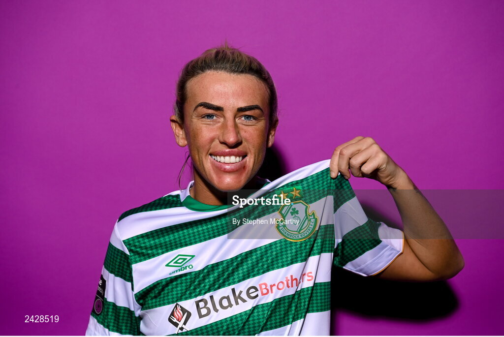 7 February 2023; Savannah McCarthy poses for a portrait during a Shamrock Rovers squad portrait session at Roadstone Group Sports Club in Dublin. Photo by Stephen McCarthy/Sportsfile