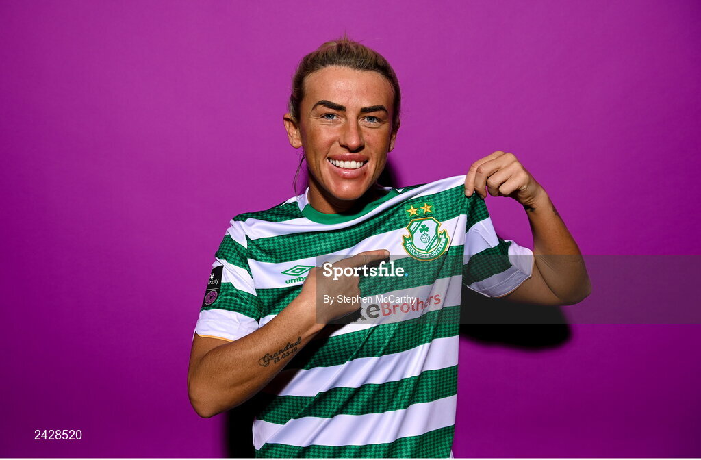 7 February 2023; Savannah McCarthy poses for a portrait during a Shamrock Rovers squad portrait session at Roadstone Group Sports Club in Dublin. Photo by Stephen McCarthy/Sportsfile