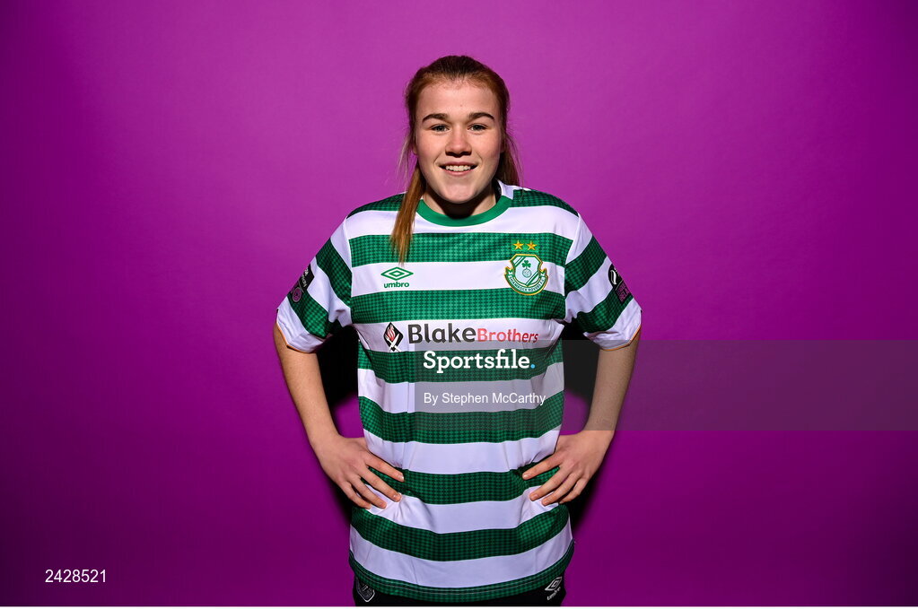 7 February 2023; Orlaith O’Mahony poses for a portrait during a Shamrock Rovers squad portrait session at Roadstone Group Sports Club in Dublin. Photo by Stephen McCarthy/Sportsfile