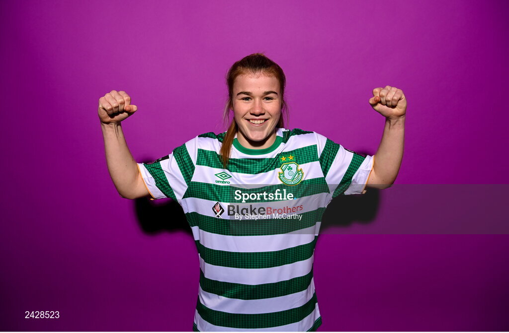 7 February 2023; Orlaith O’Mahony poses for a portrait during a Shamrock Rovers squad portrait session at Roadstone Group Sports Club in Dublin. Photo by Stephen McCarthy/Sportsfile