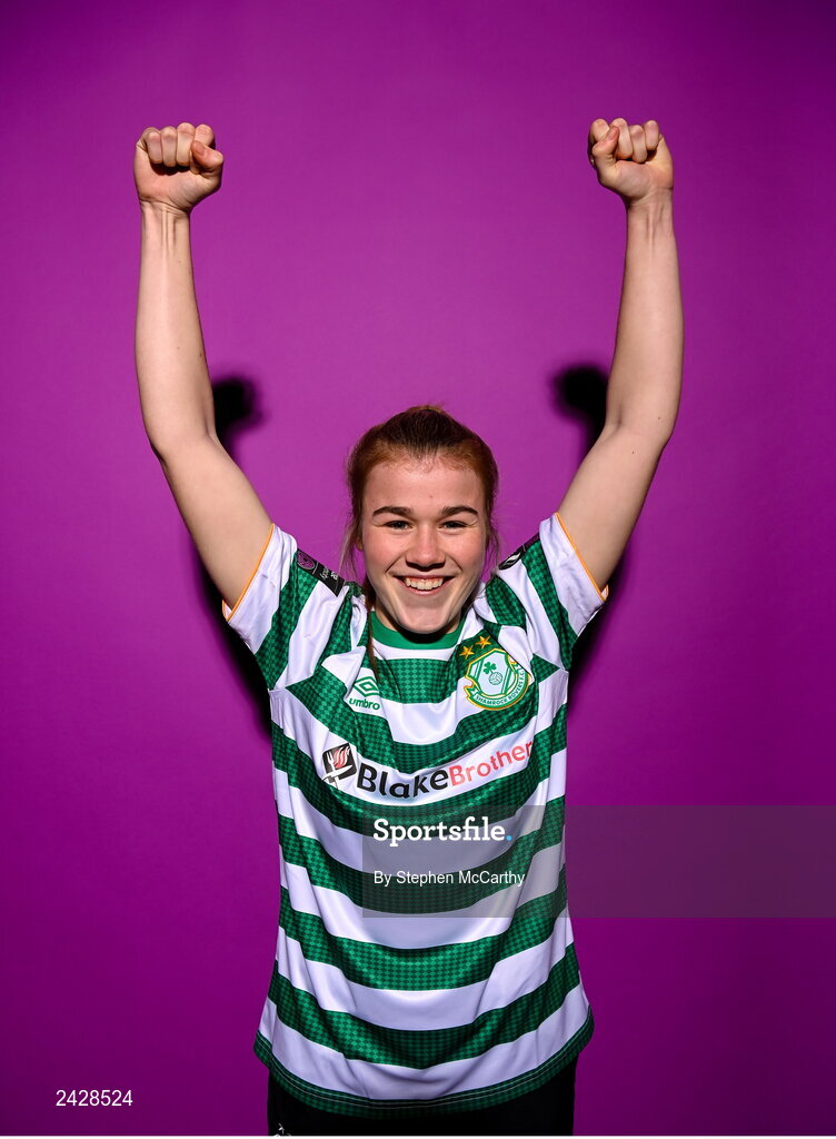 7 February 2023; Orlaith O’Mahony poses for a portrait during a Shamrock Rovers squad portrait session at Roadstone Group Sports Club in Dublin. Photo by Stephen McCarthy/Sportsfile
