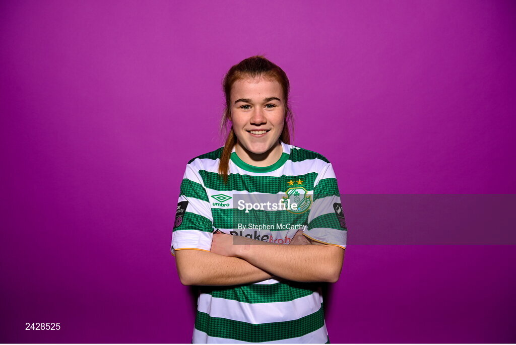 7 February 2023; Orlaith O’Mahony poses for a portrait during a Shamrock Rovers squad portrait session at Roadstone Group Sports Club in Dublin. Photo by Stephen McCarthy/Sportsfile