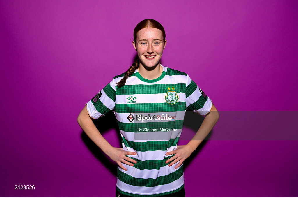 7 February 2023; Alannah Prizeman poses for a portrait during a Shamrock Rovers squad portrait session at Roadstone Group Sports Club in Dublin. Photo by Stephen McCarthy/Sportsfile
