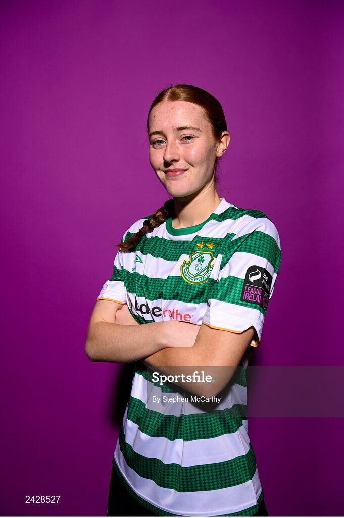 7 February 2023; Alannah Prizeman poses for a portrait during a Shamrock Rovers squad portrait session at Roadstone Group Sports Club in Dublin. Photo by Stephen McCarthy/Sportsfile
