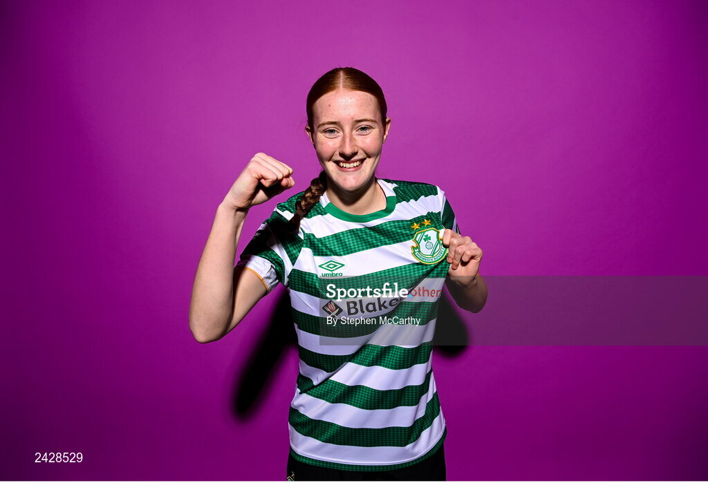 7 February 2023; Alannah Prizeman poses for a portrait during a Shamrock Rovers squad portrait session at Roadstone Group Sports Club in Dublin. Photo by Stephen McCarthy/Sportsfile