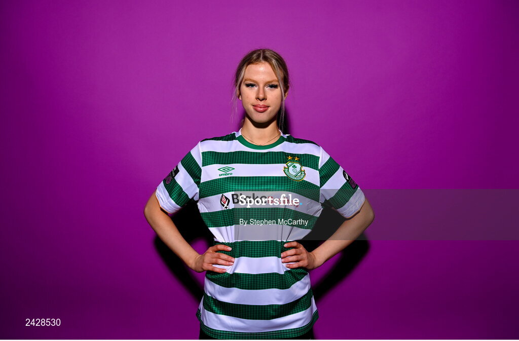 7 February 2023; Chloe McCarthy poses for a portrait during a Shamrock Rovers squad portrait session at Roadstone Group Sports Club in Dublin. Photo by Stephen McCarthy/Sportsfile
