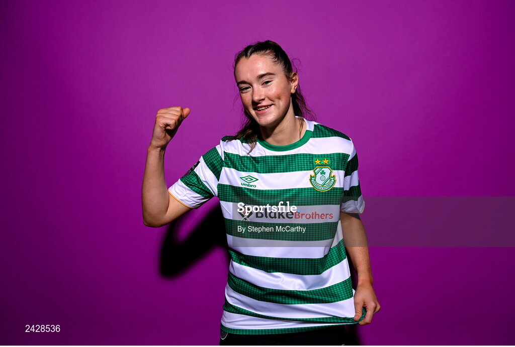 7 February 2023; Melissa O'Kane poses for a portrait during a Shamrock Rovers squad portrait session at Roadstone Group Sports Club in Dublin. Photo by Stephen McCarthy/Sportsfile