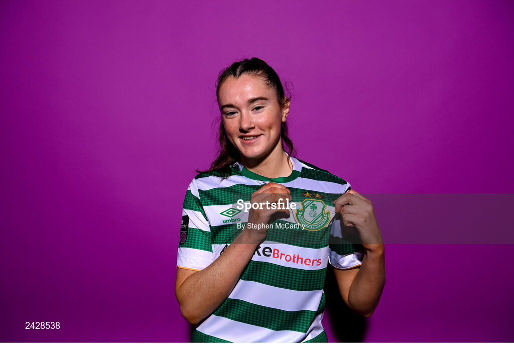 7 February 2023; Melissa O'Kane poses for a portrait during a Shamrock Rovers squad portrait session at Roadstone Group Sports Club in Dublin. Photo by Stephen McCarthy/Sportsfile