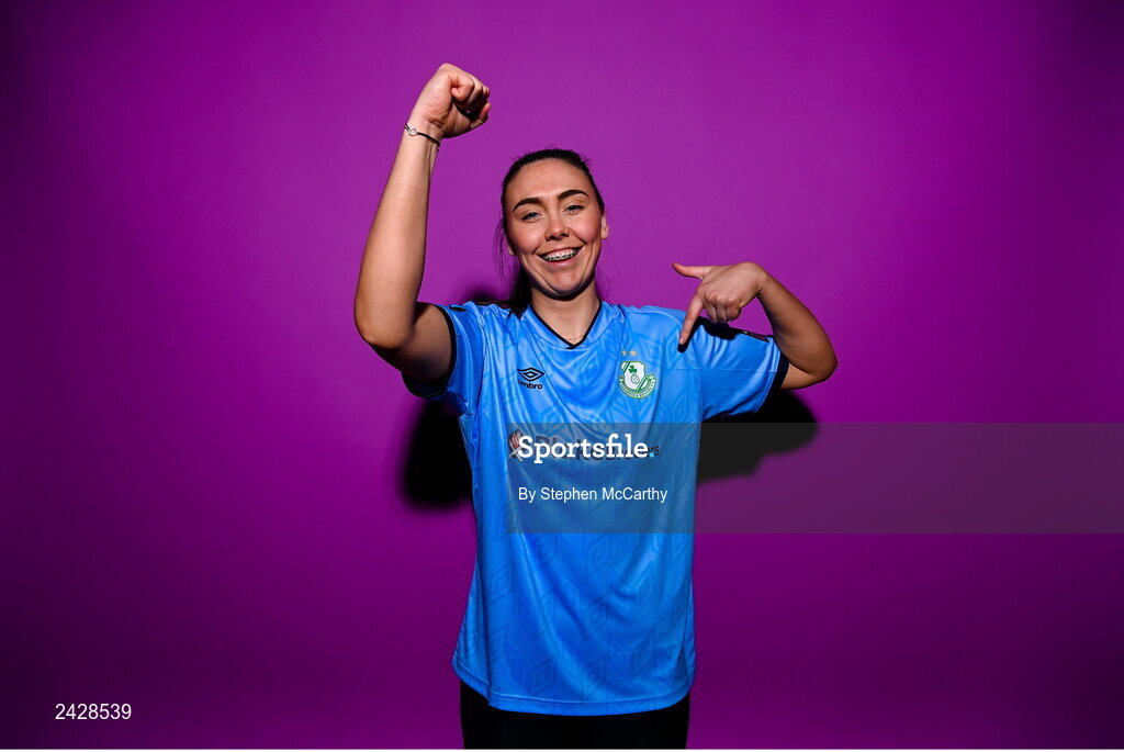 7 February 2023; Goalkeeper Amanda Budden poses for a portrait during a Shamrock Rovers squad portrait session at Roadstone Group Sports Club in Dublin. Photo by Stephen McCarthy/Sportsfile