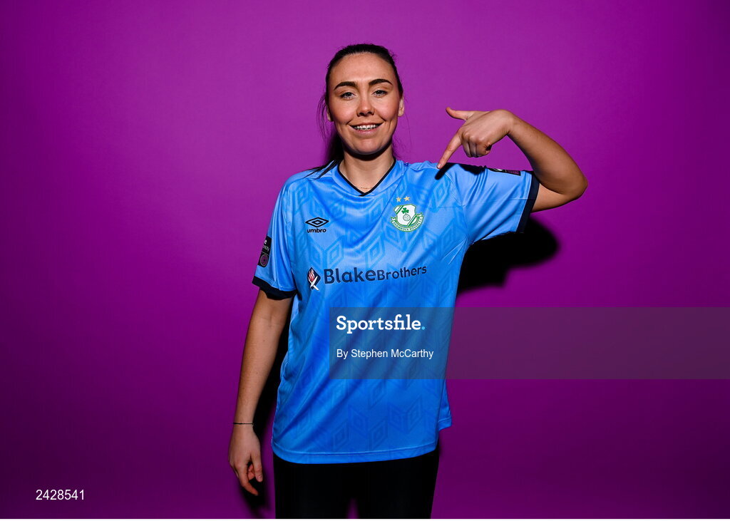 7 February 2023; Goalkeeper Amanda Budden poses for a portrait during a Shamrock Rovers squad portrait session at Roadstone Group Sports Club in Dublin. Photo by Stephen McCarthy/Sportsfile