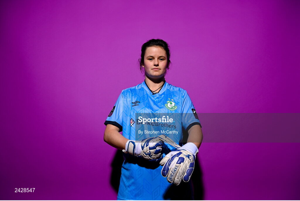 7 February 2023; Goalkeeper Jane Byrne poses for a portrait during a Shamrock Rovers squad portrait session at Roadstone Group Sports Club in Dublin. Photo by Stephen McCarthy/Sportsfile