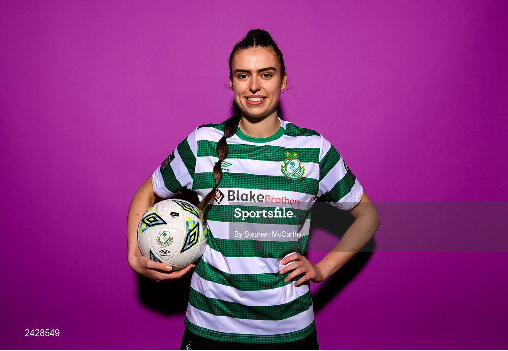 7 February 2023; Jessica Hennessy poses for a portrait during a Shamrock Rovers squad portrait session at Roadstone Group Sports Club in Dublin. Photo by Stephen McCarthy/Sportsfile
