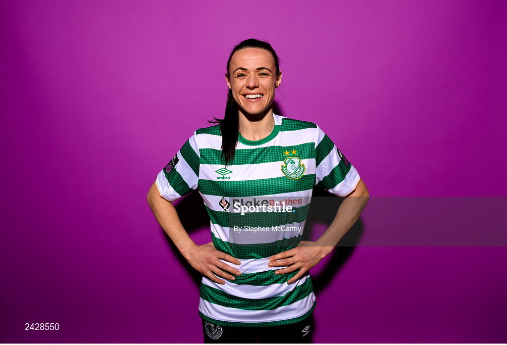 7 February 2023; Áine O'Gorman poses for a portrait during a Shamrock Rovers squad portrait session at Roadstone Group Sports Club in Dublin. Photo by Stephen McCarthy/Sportsfile