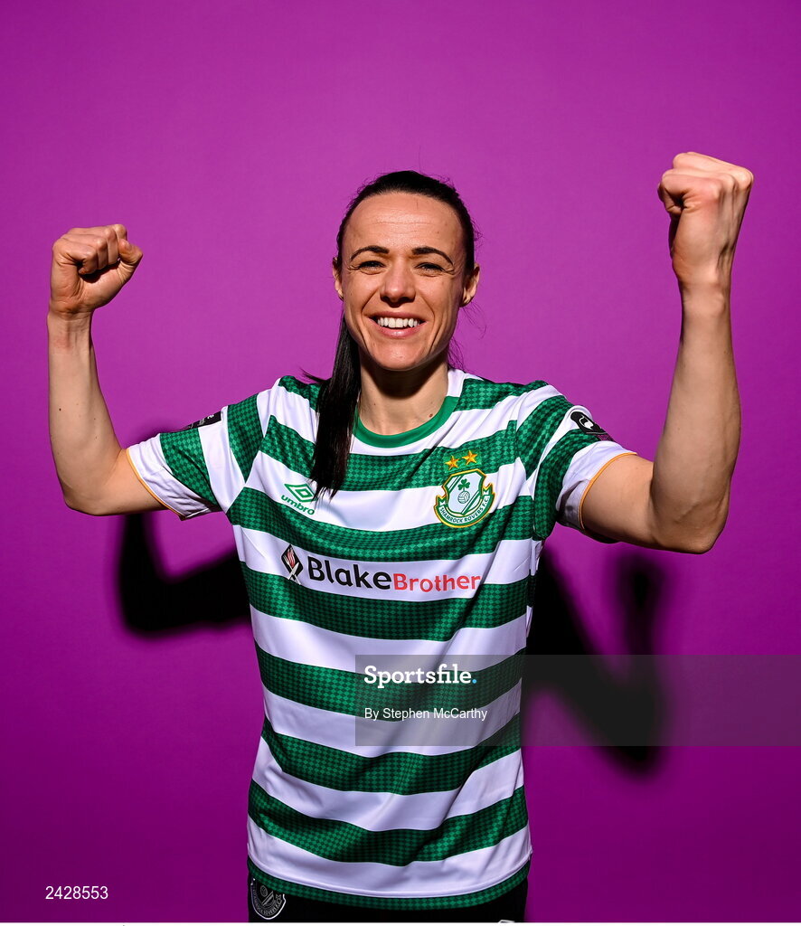 7 February 2023; Áine O'Gorman poses for a portrait during a Shamrock Rovers squad portrait session at Roadstone Group Sports Club in Dublin. Photo by Stephen McCarthy/Sportsfile