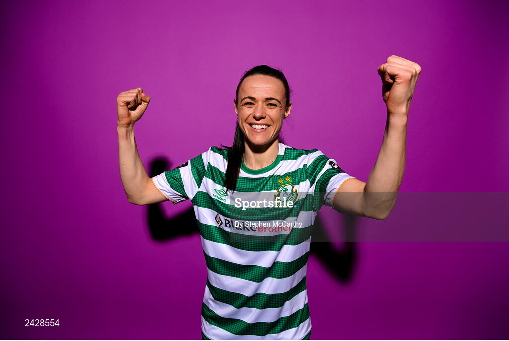7 February 2023; Áine O'Gorman poses for a portrait during a Shamrock Rovers squad portrait session at Roadstone Group Sports Club in Dublin. Photo by Stephen McCarthy/Sportsfile