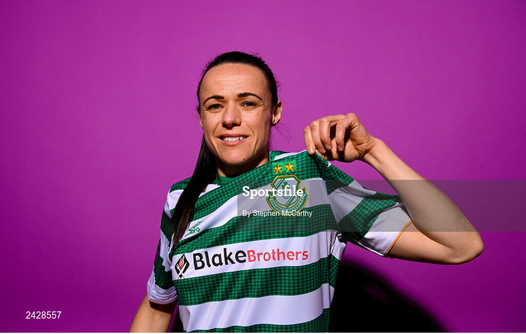 7 February 2023; Áine O'Gorman poses for a portrait during a Shamrock Rovers squad portrait session at Roadstone Group Sports Club in Dublin. Photo by Stephen McCarthy/Sportsfile