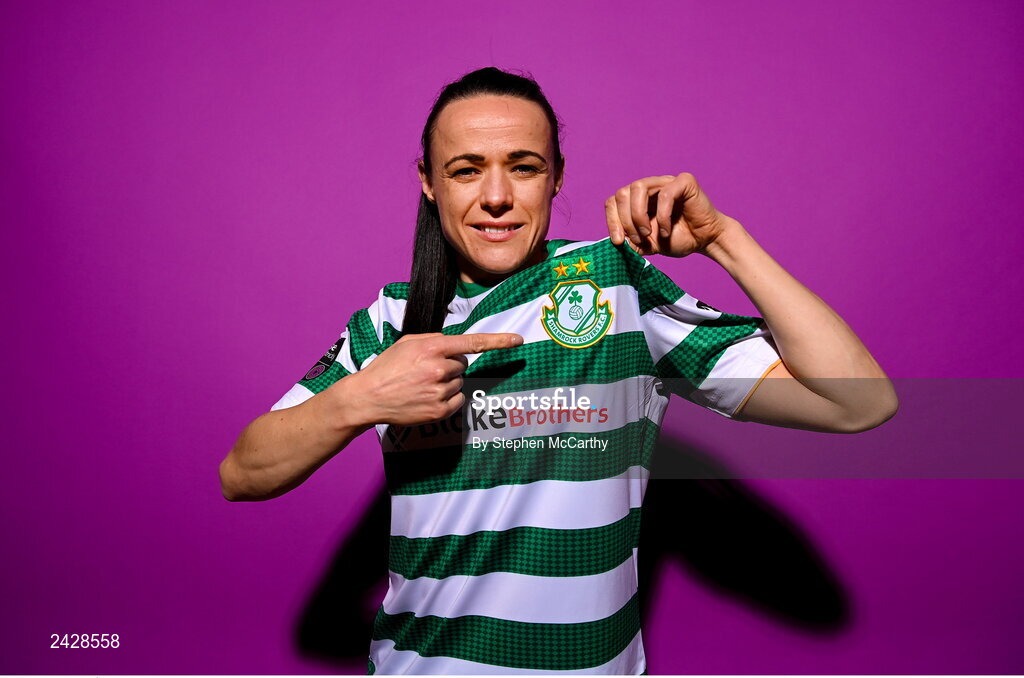 7 February 2023; Áine O'Gorman poses for a portrait during a Shamrock Rovers squad portrait session at Roadstone Group Sports Club in Dublin. Photo by Stephen McCarthy/Sportsfile