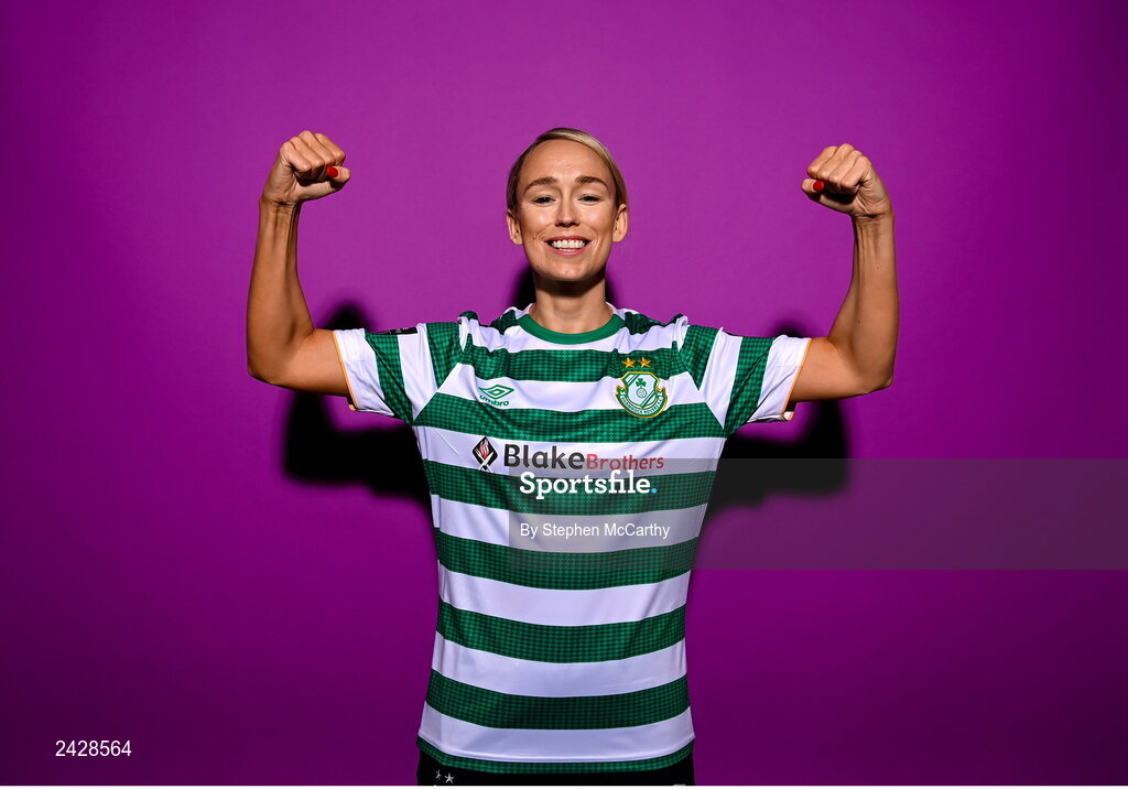 7 February 2023; Stephanie Roche poses for a portrait during a Shamrock Rovers squad portrait session at Roadstone Group Sports Club in Dublin. Photo by Stephen McCarthy/Sportsfile
