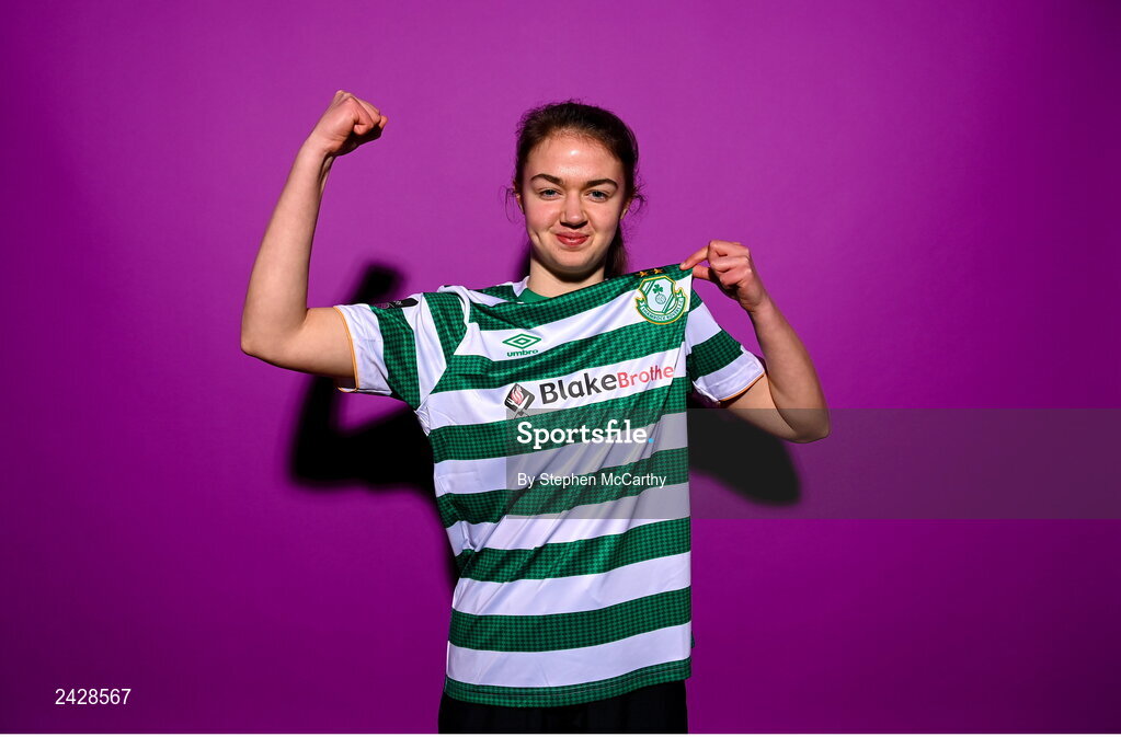 7 February 2023; Aoibhe Fleming poses for a portrait during a Shamrock Rovers squad portrait session at Roadstone Group Sports Club in Dublin. Photo by Stephen McCarthy/Sportsfile