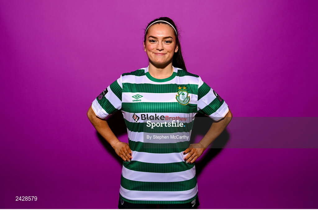 7 February 2023; Alannah McEvoy poses for a portrait during a Shamrock Rovers squad portrait session at Roadstone Group Sports Club in Dublin. Photo by Stephen McCarthy/Sportsfile